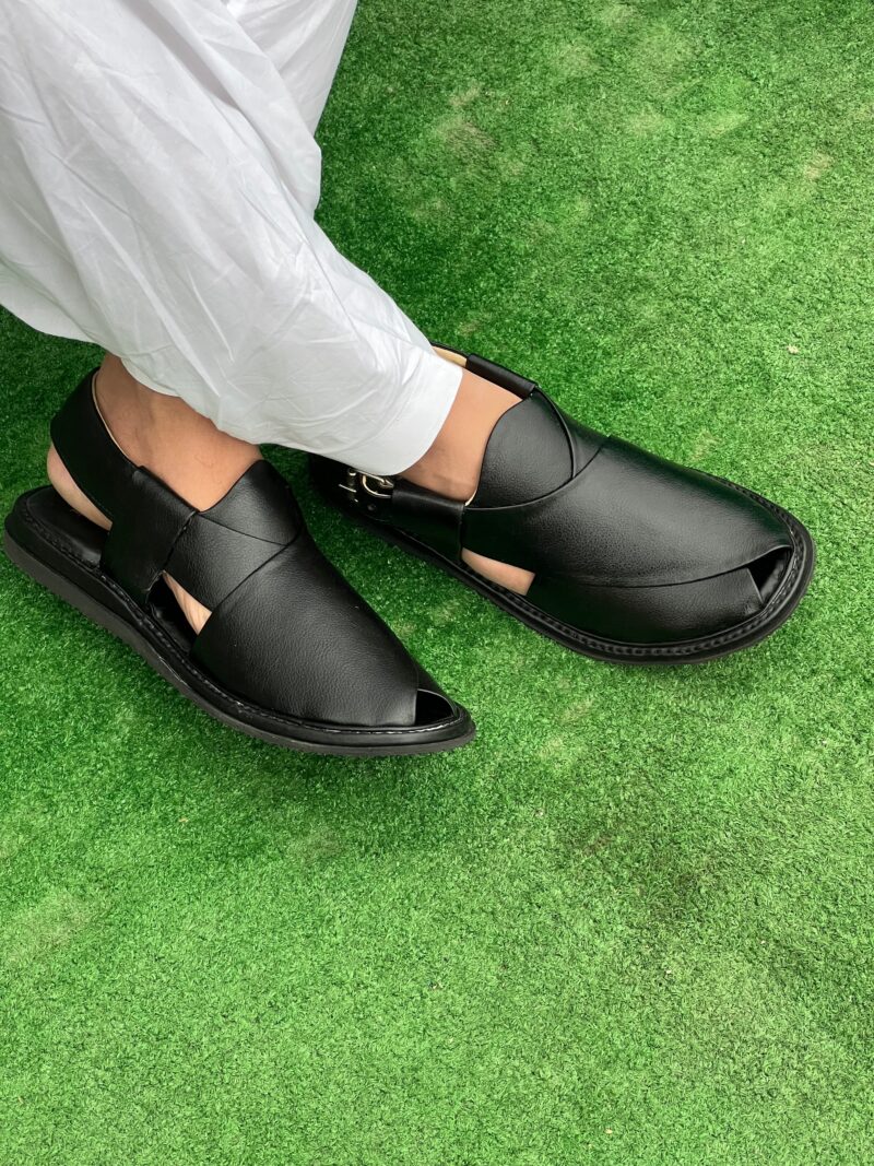 Premium Peshawari Medicated Chappal Black - Image 4