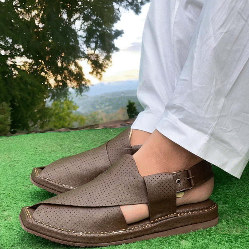 Medicated Kaptan Chappal Dotted Brown - Image 10