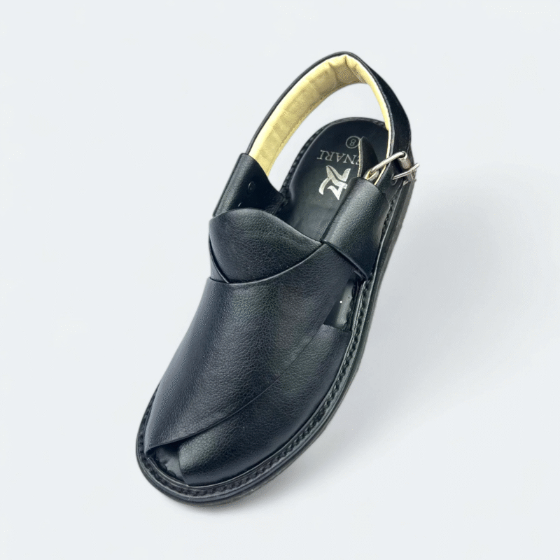Premium Peshawari Medicated Chappal Black - Image 6
