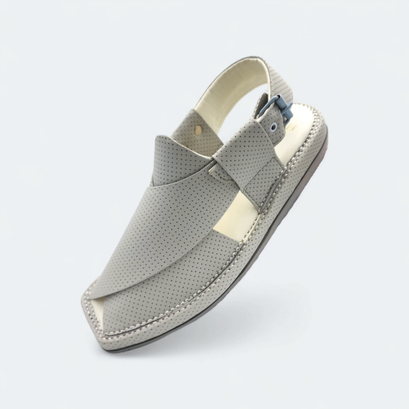 Kaptan Medicated Chappal Dotted White - Image 2