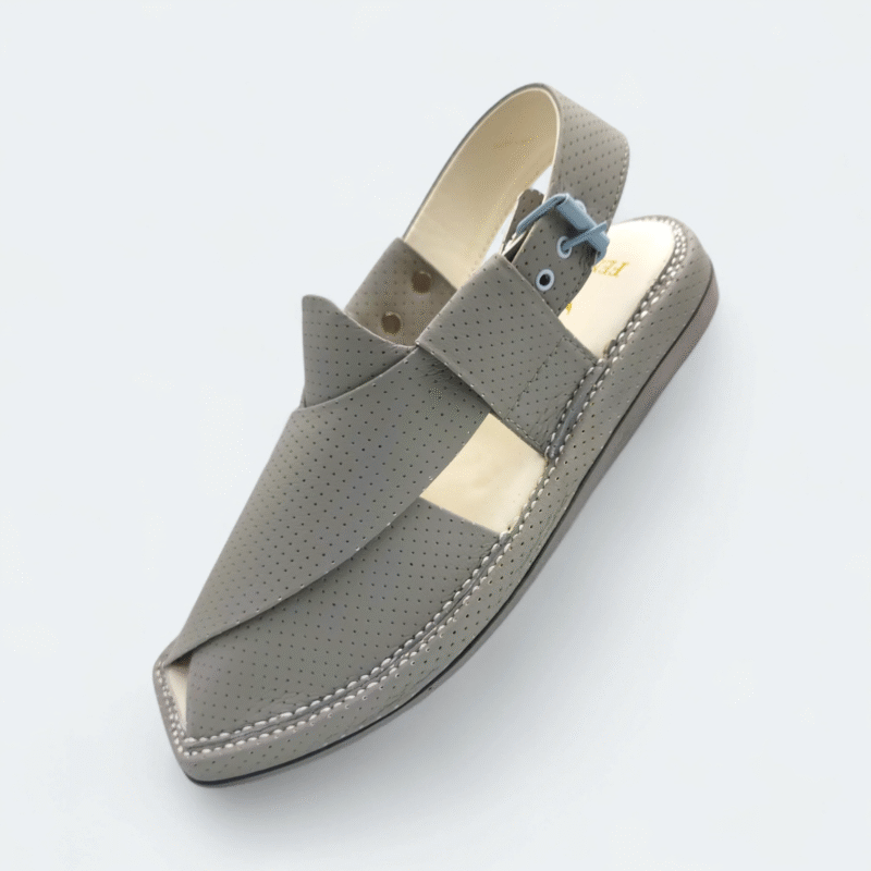 Kaptan Medicated Chappal Dotted Dark Grey - Image 2