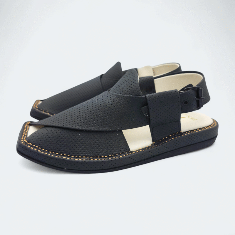 Kaptan Medicated Chappal Dotted Black - Image 2