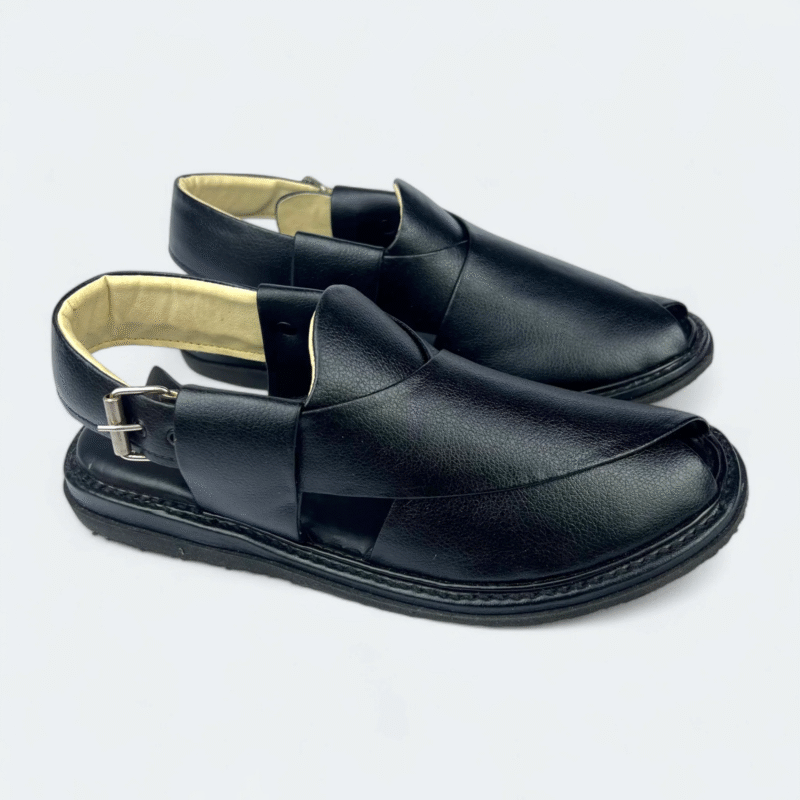 Premium Peshawari Medicated Chappal Black - Image 5