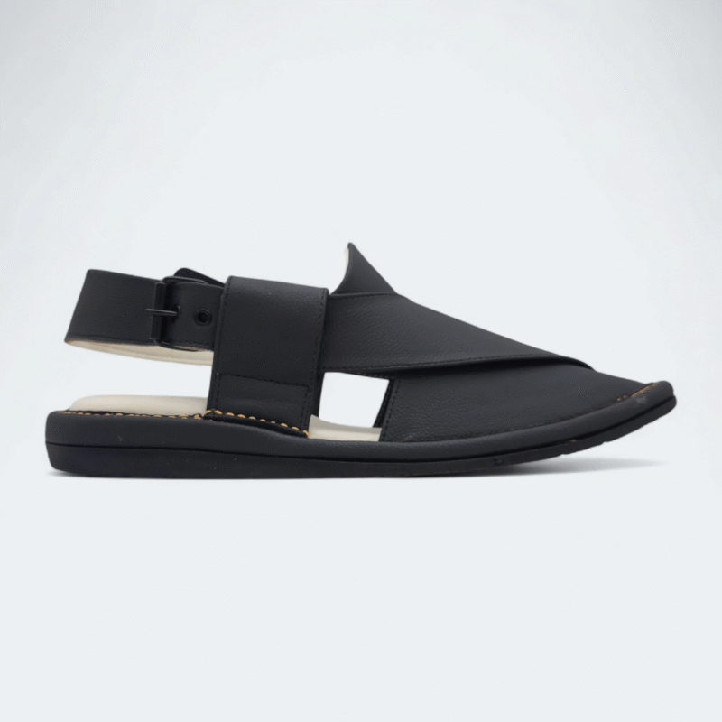 Single Kaptan Medicated Chappal Black - Image 3