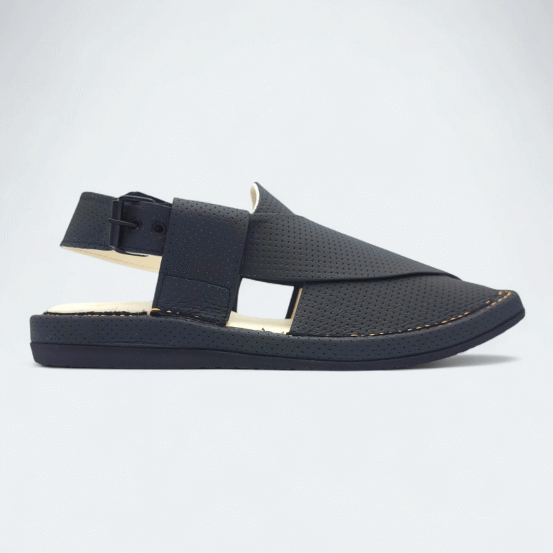 Kaptan Medicated Chappal Dotted Black - Image 3