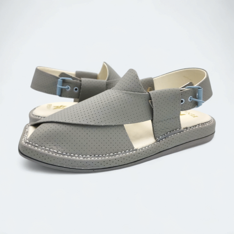 Kaptan Medicated Chappal Dotted Dark Grey - Image 3