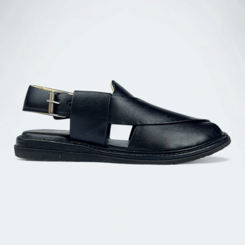 Premium Peshawari Medicated Chappal Black - Image 7