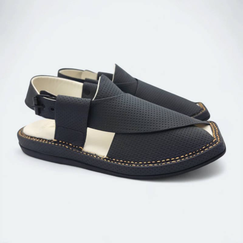 Kaptan Medicated Chappal Dotted Black - Image 5