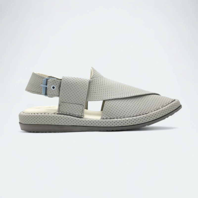Kaptan Medicated Chappal Dotted White - Image 4