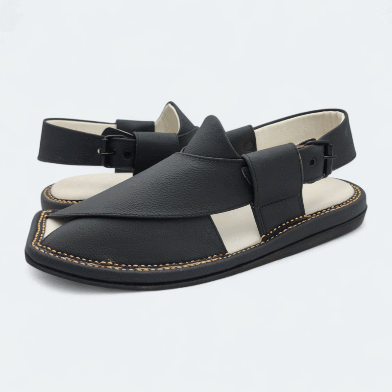Single Kaptan Medicated Chappal Black - Image 4