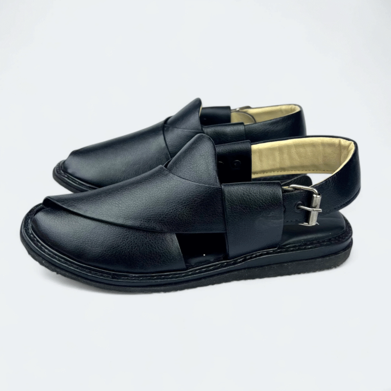 Premium Peshawari Medicated Chappal Black - Image 8