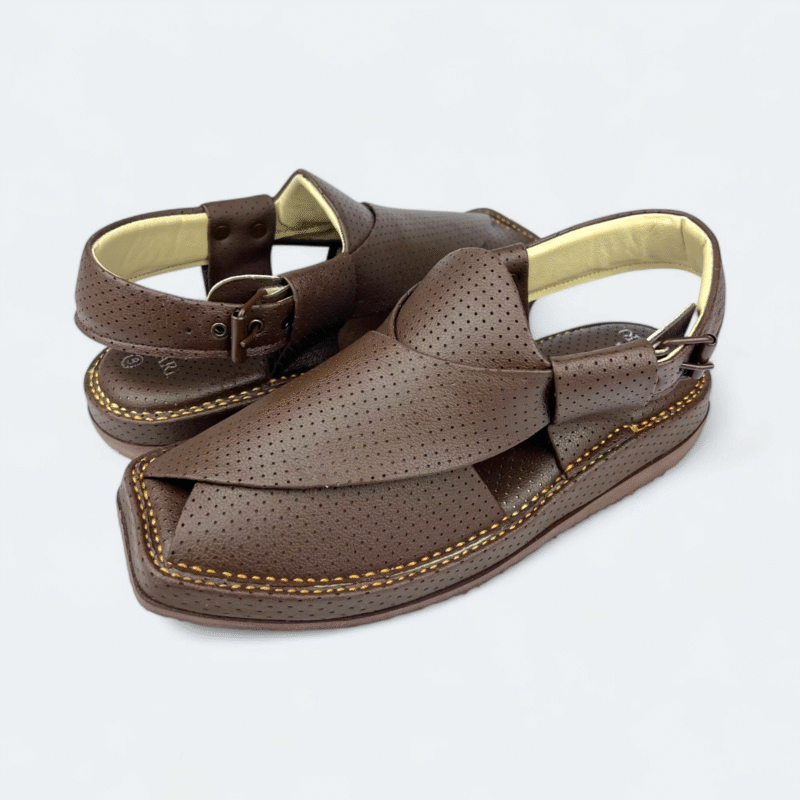 Medicated Kaptan Chappal Dotted Brown - Image 5