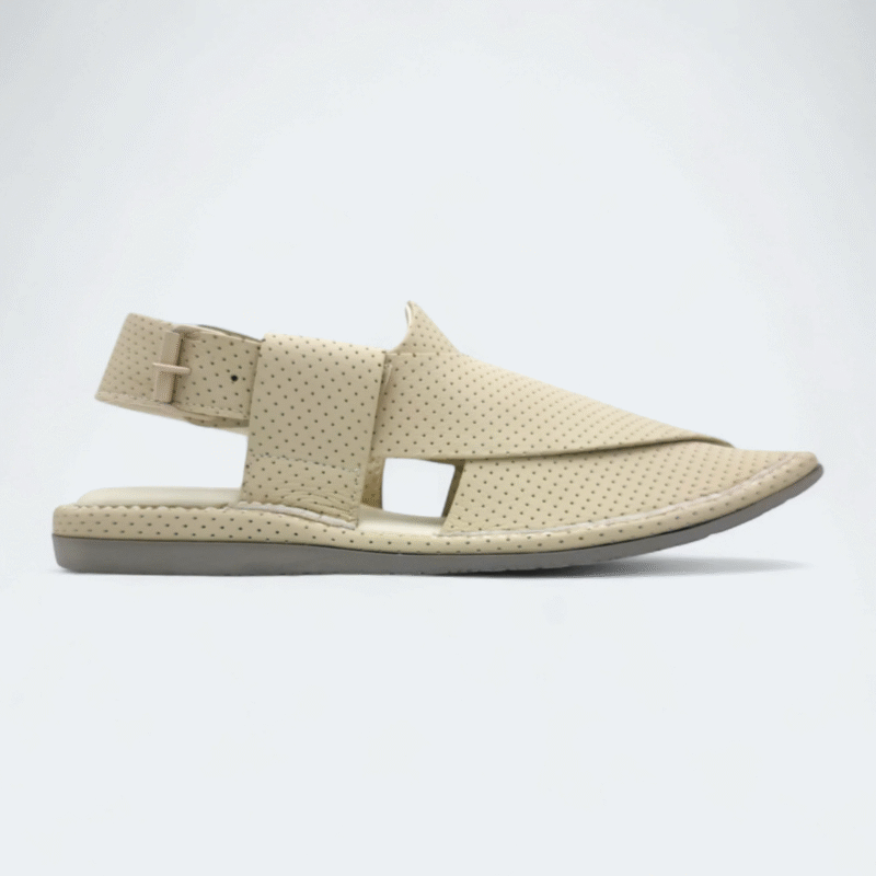 Single Sole Kaptan Chappal Dotted Cream - Image 2