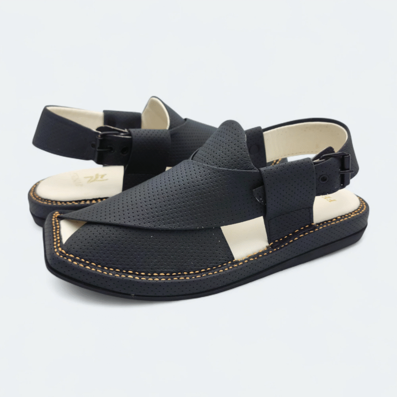 Kaptan Medicated Chappal Dotted Black - Image 6
