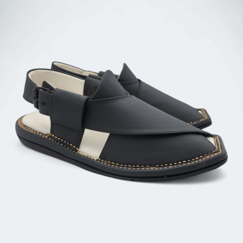 Single Kaptan Medicated Chappal Black - Image 5