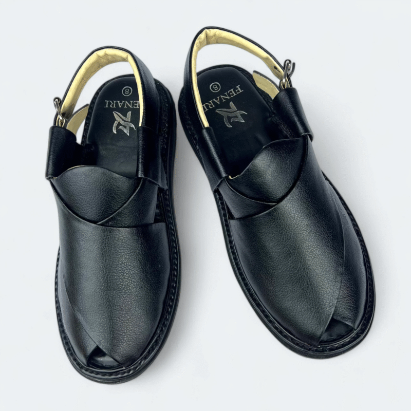 Premium Peshawari Medicated Chappal Black - Image 10