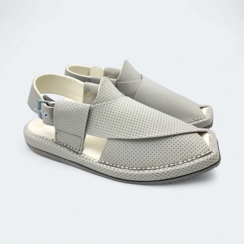 Kaptan Medicated Chappal Dotted White - Image 7